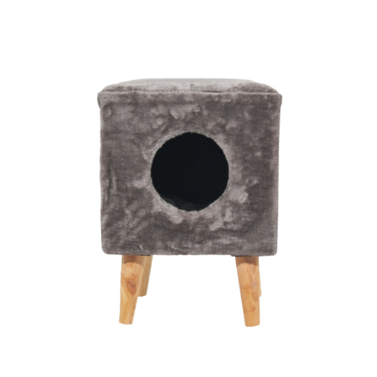 SHAW Linz taburet & culcuș integrat, căsuța pătrată pisici, MDF, gri, 35x35x50cm