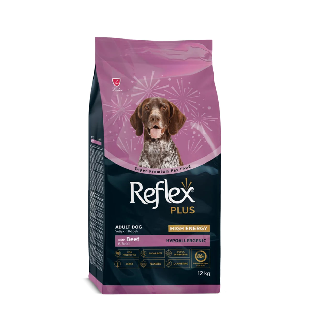 REFLEX Plus High Energy, XS-XL, Vită, hrană uscată câini, activitate intensă, 12kg