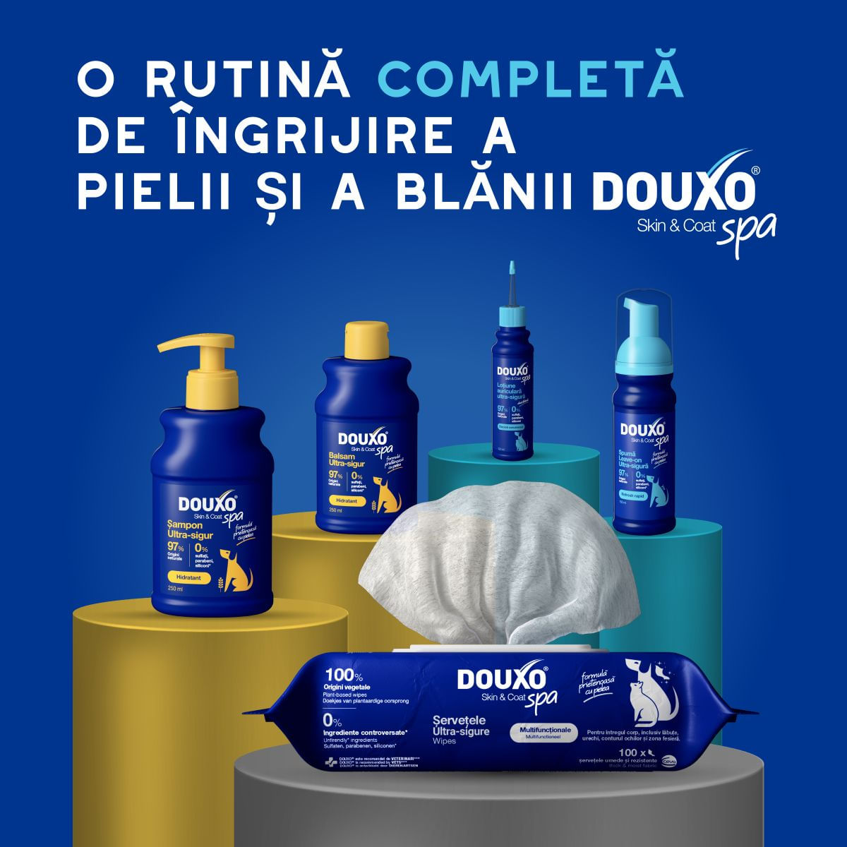 DOUXO SPA Ear Cleaner dewaxing, soluție igiena urechilor câini și pisici, hidratantă, hipoalergenică, flacon cu aplicator, 120ml