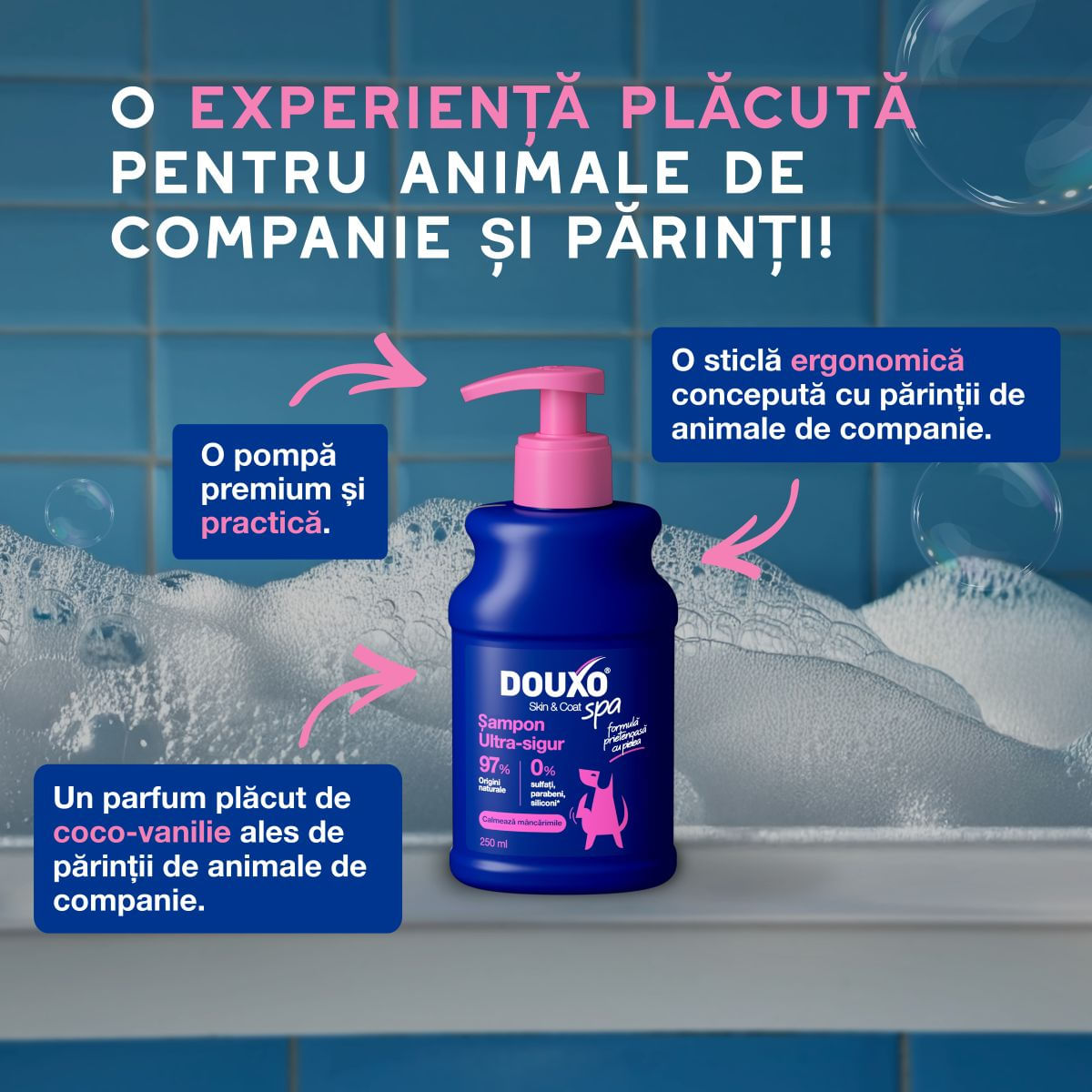 DOUXO SPA Itch Soothing, șampon câini, anti-mâncărime, calmant, Vanilie și Nucă de cocos, flacon, 250ml - imagine 6