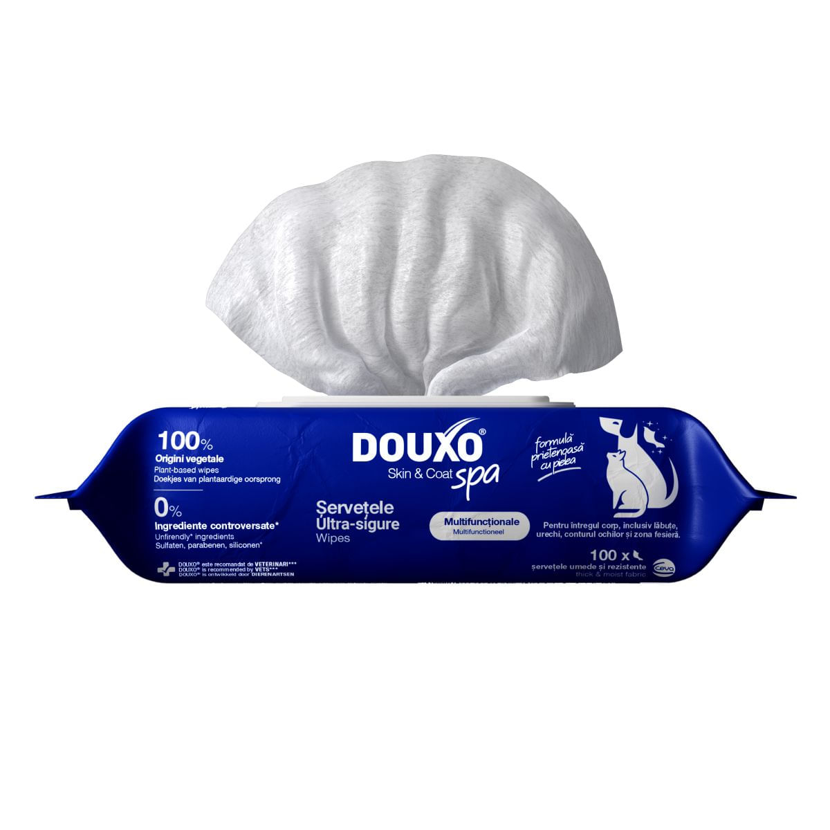 DOUXO SPA Multipurpose , șervețele umede câini și pisici, hipoalergenice, Vanilie și Nucă de cocos, resigilabil, 100buc - imagine 2