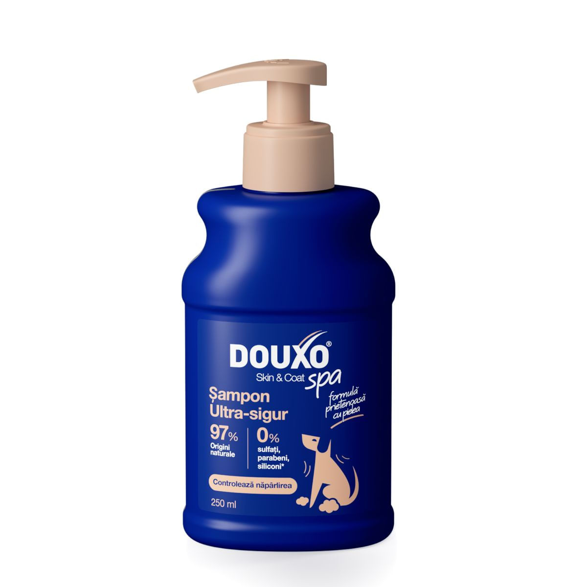 DOUXO SPA Shed Control, șampon câini, anti-năpârlire, Vanilie și Nucă de cocos, flacon, 250ml