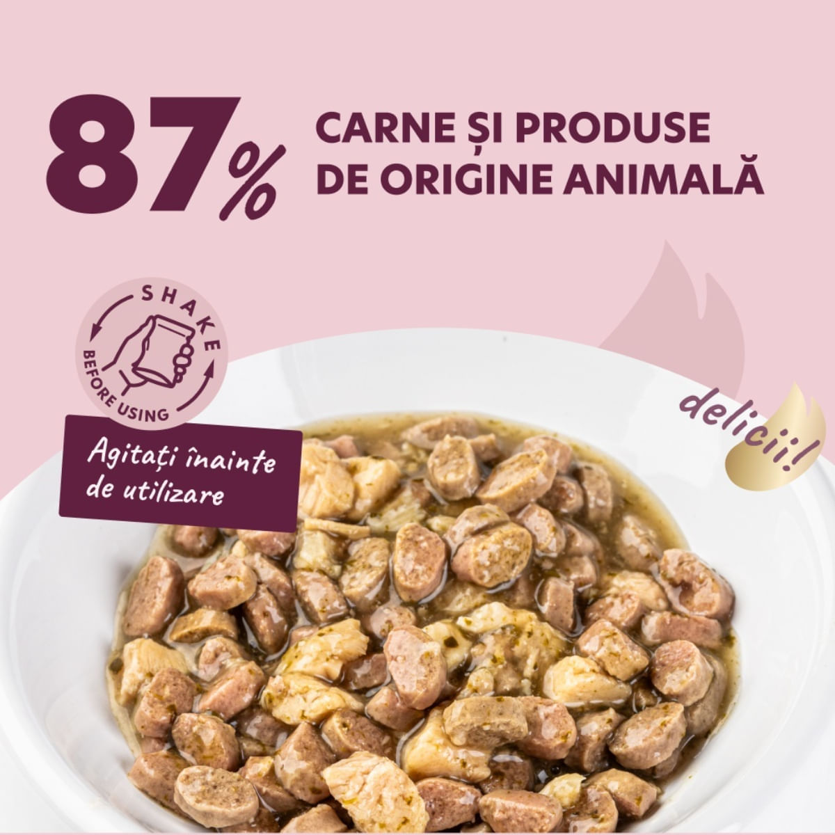 DELICKCIOUS Dinner, Rață și Pui, plic hrană umedă pisici, (în sos), bax, 85g x 12buc