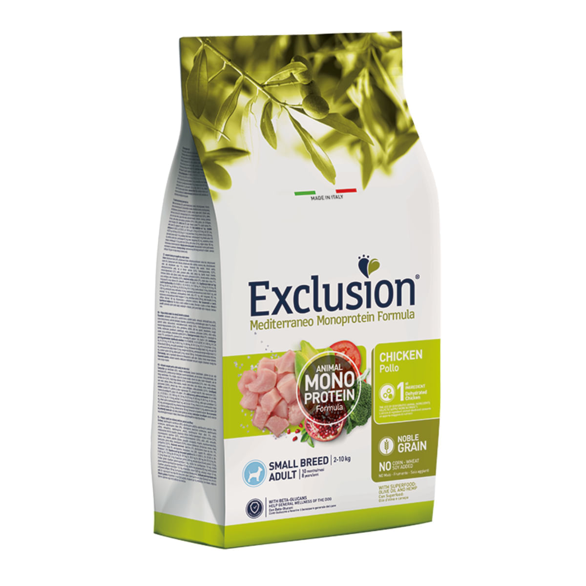 EXCLUSION Mediterraneo Monoprotein Formula Small Breed, XS-S, Pui, hrană uscată monoproteică câini, 2kg