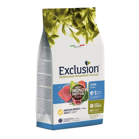 EXCLUSION Mediterraneo Monoprotein Formula Medium Breed, M, Ton, hrană uscată monoproteică câini, 12kg