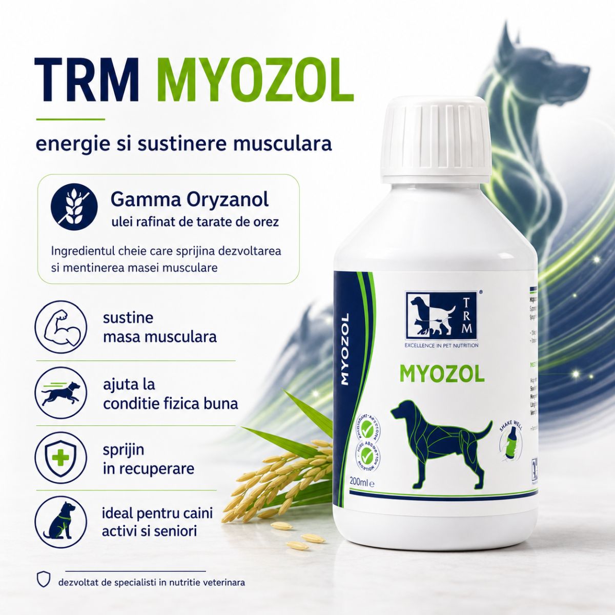 TRM Myozol, multivitamine câini, ulei TRM Myozol, XS-XL, multivitamine câini, flacon, 200ml ulei