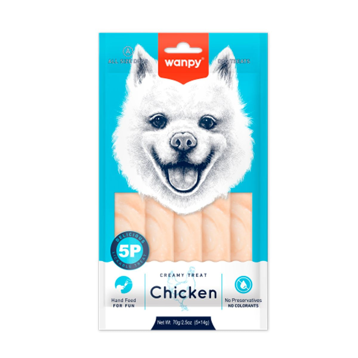 WANPY Creamy Treat, XS-XL, Pui, punguță recompense câini, (piure), 70g