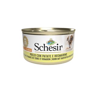 SCHESIR Complementary Adult Small, XS-S, Pui și Cartof Dulce, conservă hrană umedă câini, (în aspic), 85g
