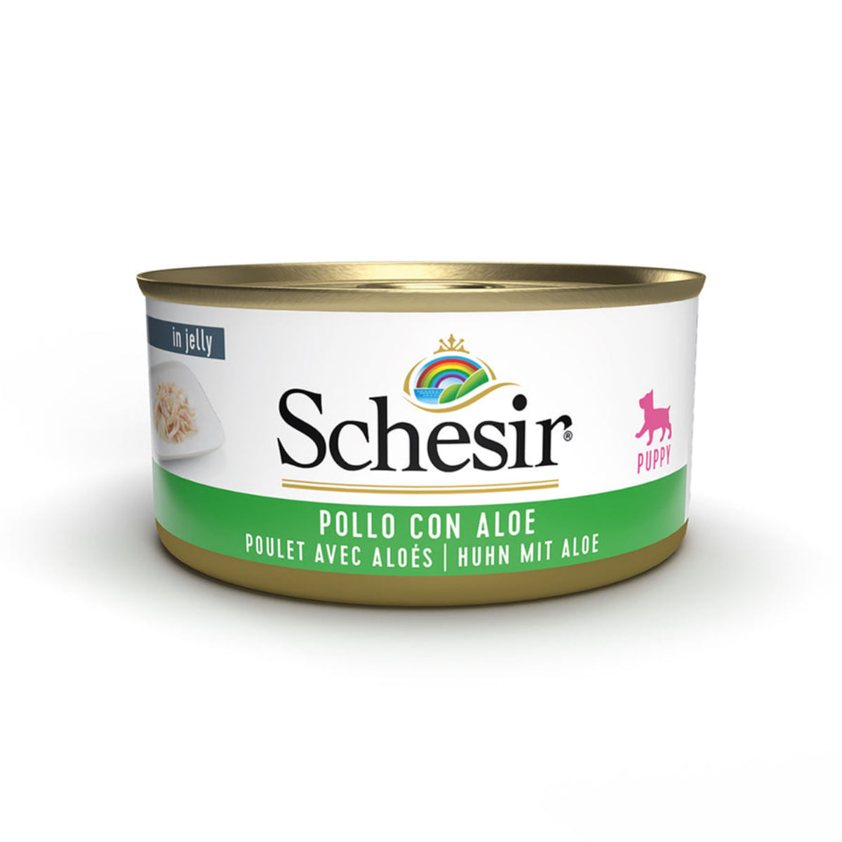 SCHESIR Puppy, XS-XL, Pui și Aloe Vera, conservă hrană umedă câini junior, (în aspic), 150g