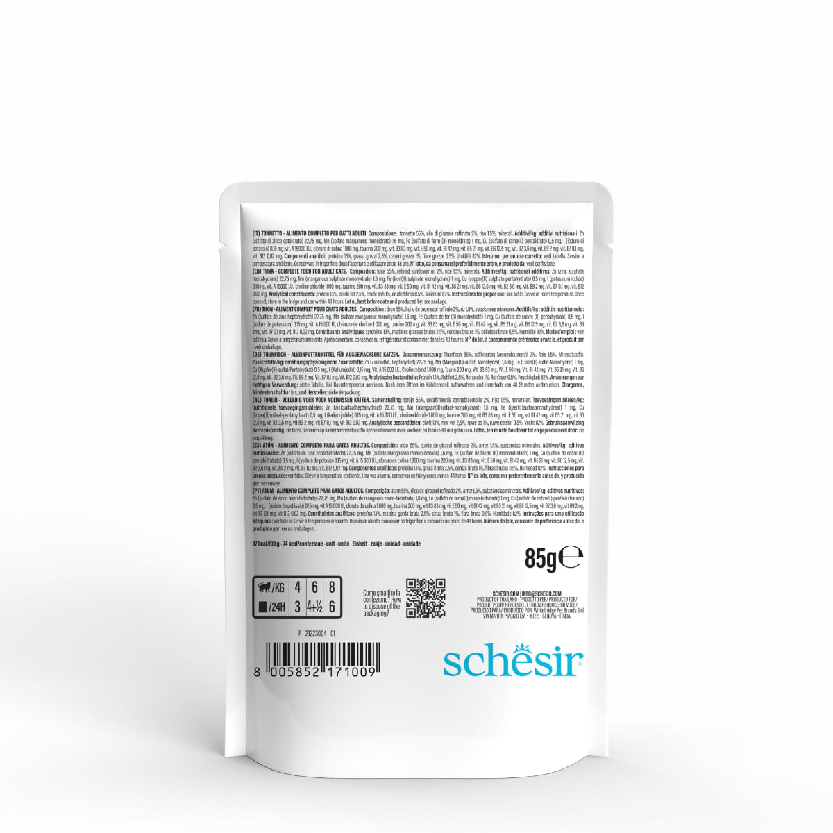 SCHESIR Complementary In Jelly, Ton, plic hrană umedă pisici, (în aspic), 85g