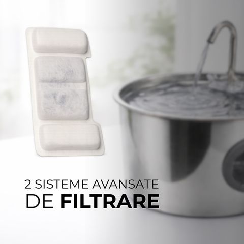 PETSON Filtre de schimb Petson AquaPet Steel sistem de filtrare în 4 straturi, filtre fântână câini și pisici, 1buc