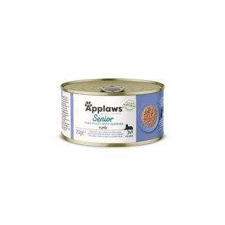 APPLAWS Senior, Ton și Sardine, conservă hrană umedă pisici senior, (în aspic), 70g