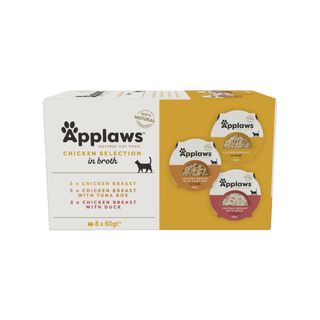 APPLAWS Chicken Selection, Pui, bol hrană umedă pisici, (în supă), multipack, 60g x 8buc