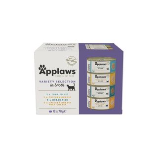 APPLAWS Variety Selection, Pui și Ton, conservă hrană umedă pisici, (în supă), multipack, 70g x12buc