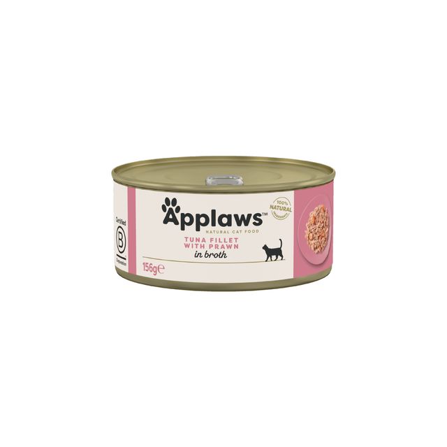 APPLAWS File, Ton și Creveți, conservă hrană umedă pisici, (în supă), 156g