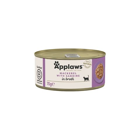 APPLAWS File, Macrou și Sardine, conservă hrană umedă pisici, (în supă), 70g
