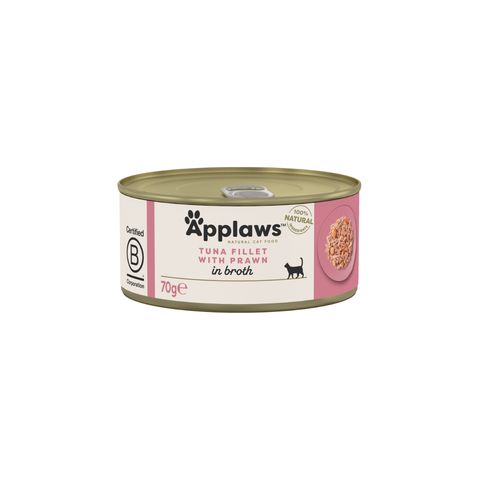 APPLAWS File, Ton și Creveți, conservă hrană umedă pisici, (în supă), 70g