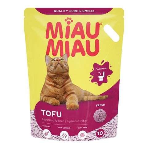 MIAU MIAU Tofu, Fresh, așternut igienic pisici, peleți, tofu, aglomerant, ecologic, biodegradabil, 10l