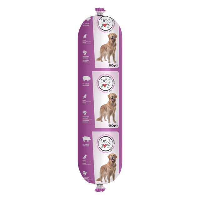 DOG JOY Salam, XS-XL, Șuncă, salam hrană umedă câini, 900g
