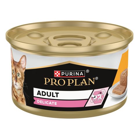 PURINA Pro Plan Delicate Digestion, Pui, conservă hrană umedă pisici, sistem digestiv, (pate), 85g