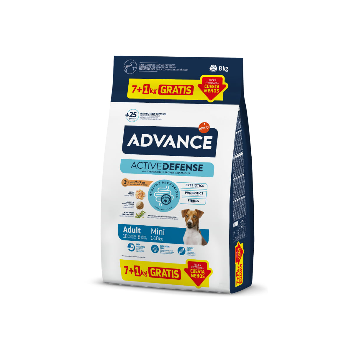 ADVANCE Mini Adult, XS-S, Pui, hrană uscată câini, 7kg + 1kg GRATUIT