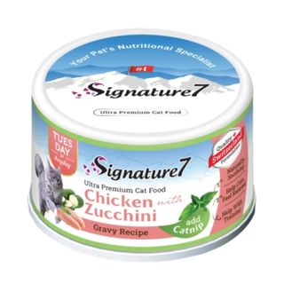 SIGNATURE7, Pui și Zucchini, conservă hrană umedă fără cereale pisici, (în sos), 70g