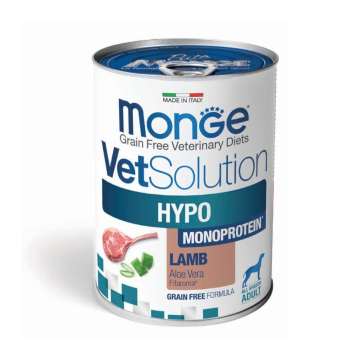 MONGE VETSOLUTION Hypo Monoprotein, XS-XL, Miel, dietă veterinară, conservă hrană umedă monoproteică fără cereale câini, alergii, (pate), 400g