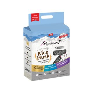 SIGNATURE7 Activ Carbon Tea Rice Husk, așternut igienic pisici, granule, coji de orez, aglomerant, ecologic, fără praf, biodegradabil, 7l