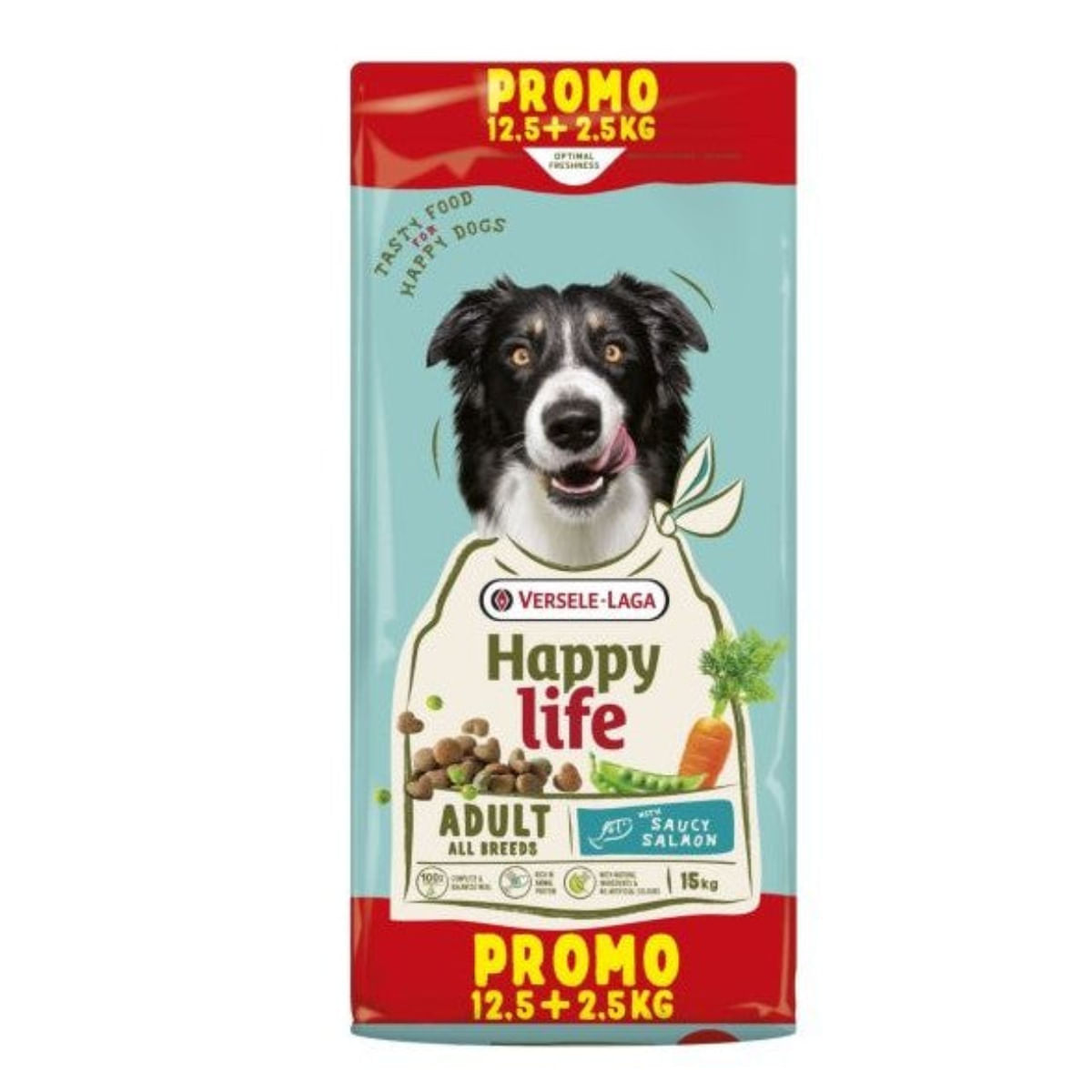 VERSELE LAGA Happy Life, XS-XL, Somon, hrană uscată câini, 12.5kg+2.5kg