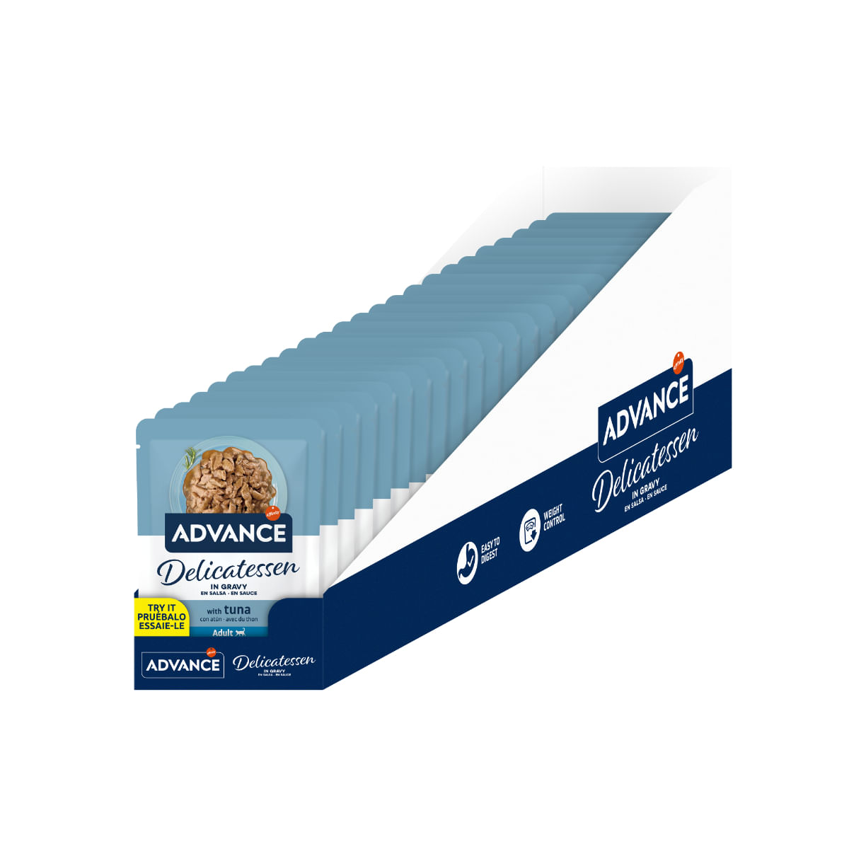 ADVANCE Delicatessen, Ton, plic hrană umedă pisici, (în sos), bax, 85g x24buc