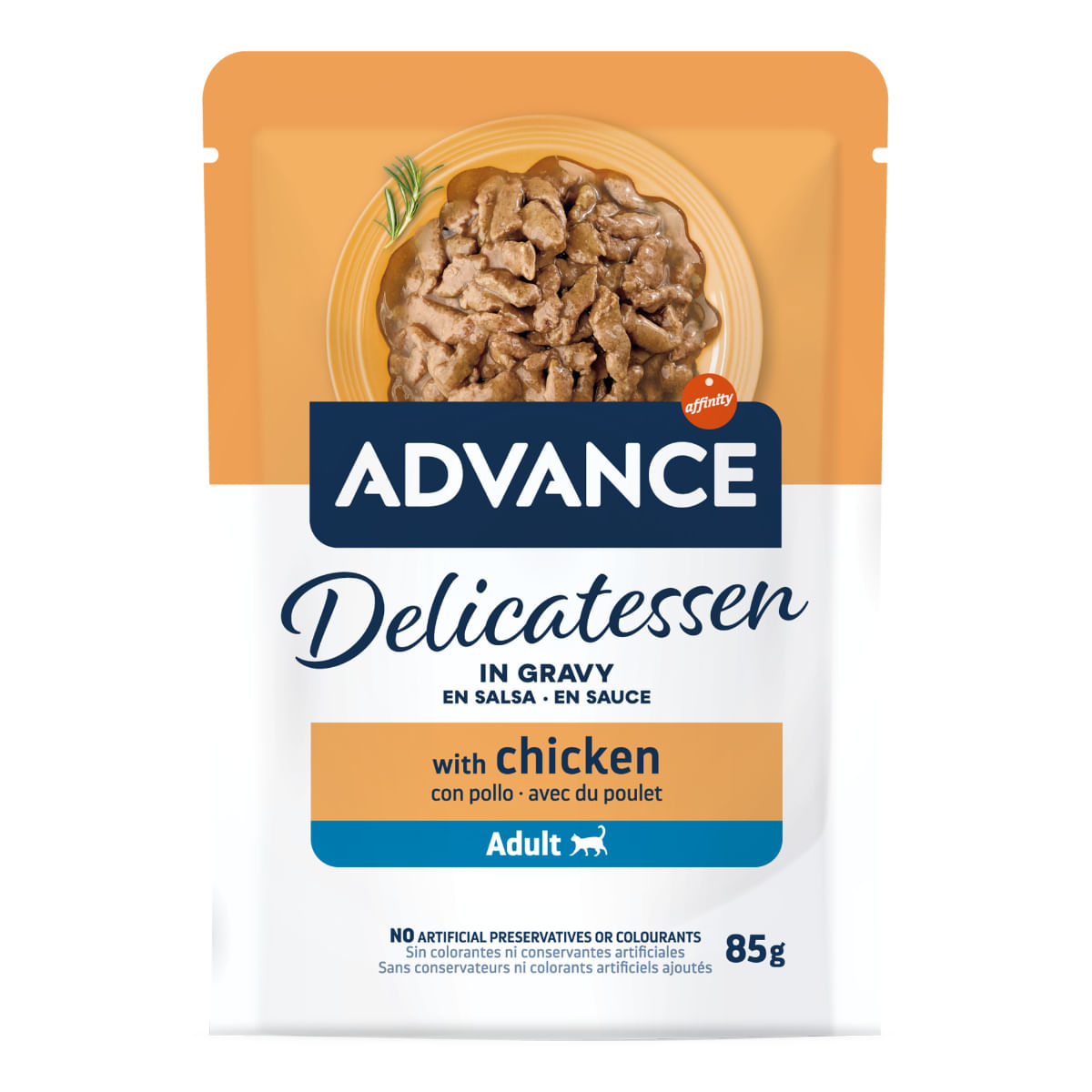 ADVANCE Delicatessen, Pui, plic hrană umedă pisici, (în sos), 85g