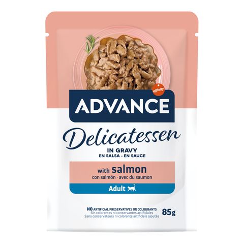 ADVANCE Delicatessen, Somon, plic hrană umedă pisici, (în sos), 85g
