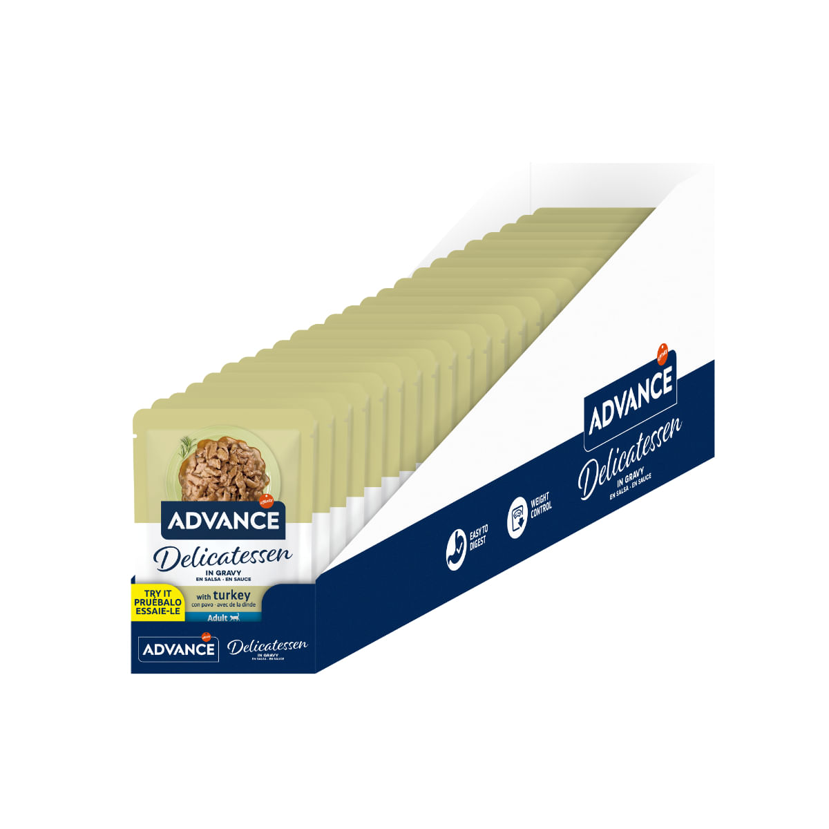 ADVANCE Delicatessen, Curcan, plic hrană umedă pisici, (în sos), bax, 85g x24buc