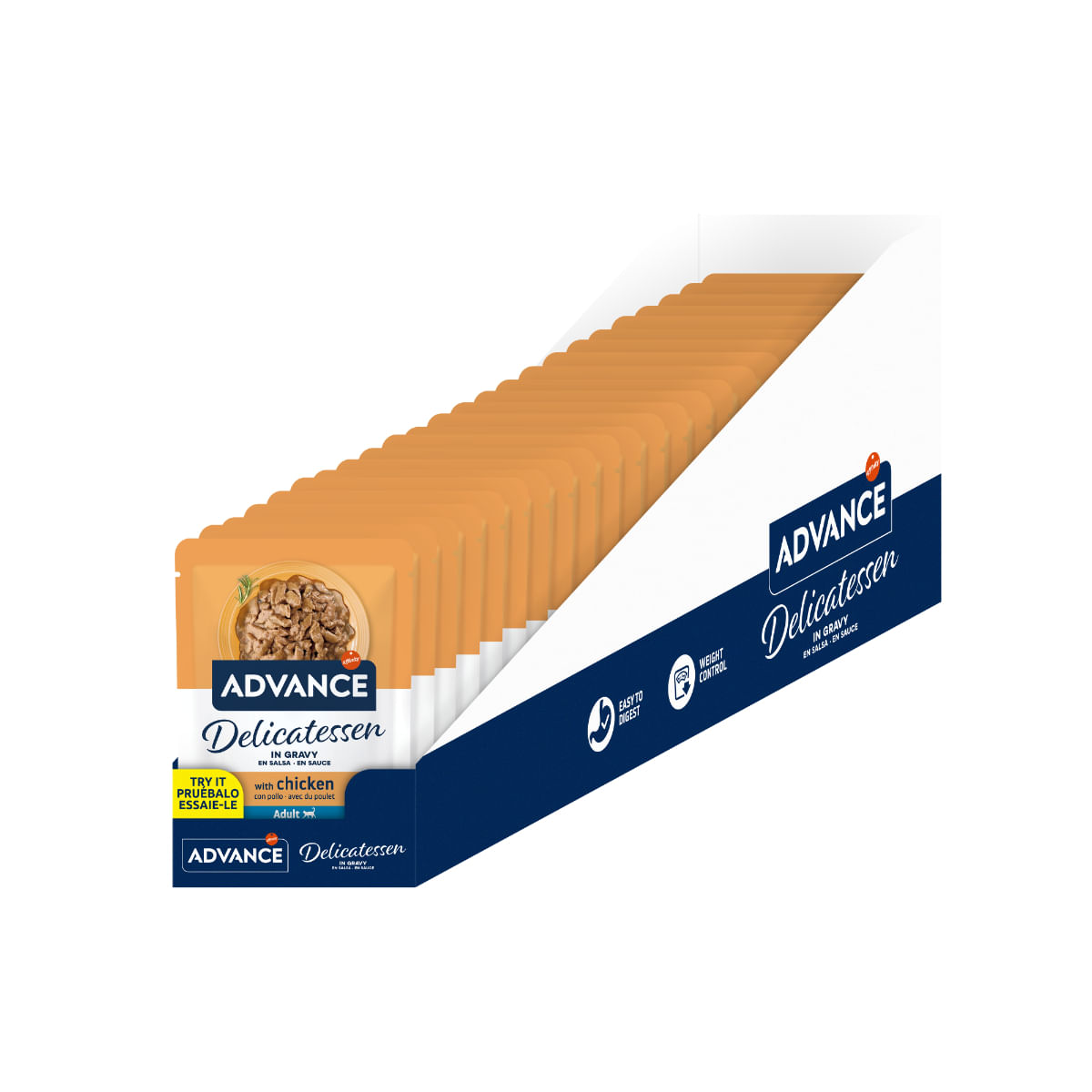 ADVANCE Delicatessen, Pui, plic hrană umedă pisici, (în sos), bax, 85g x24buc