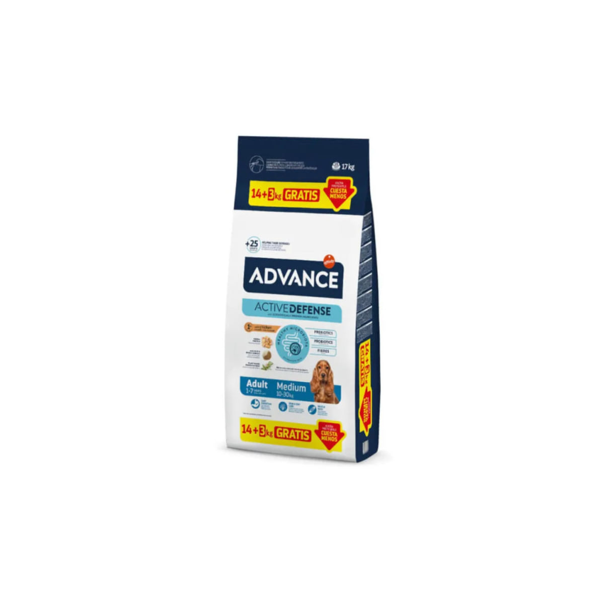 ADVANCE Adult Medium, M, Pui, hrană uscată câini, GRATUIT, 14kg+3kg