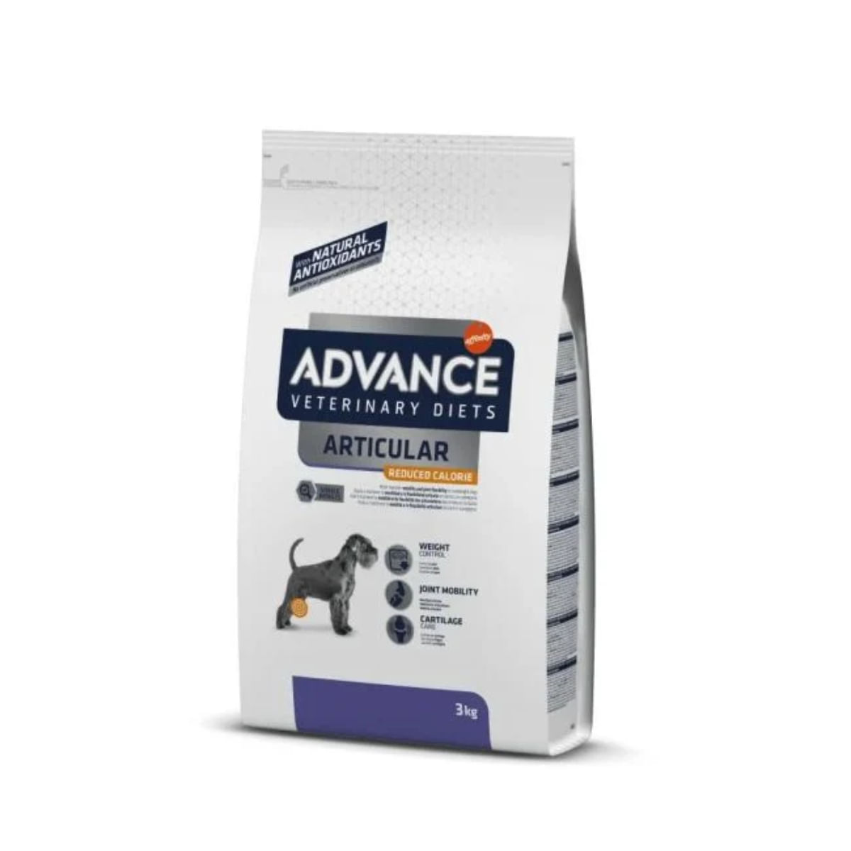 ADVANCE VETERINARY DIETS Articular Reduced Calories, XS-XL, Pui, dietă veterinară, hrană uscată câini, sistem articular, obezitate, 3kg