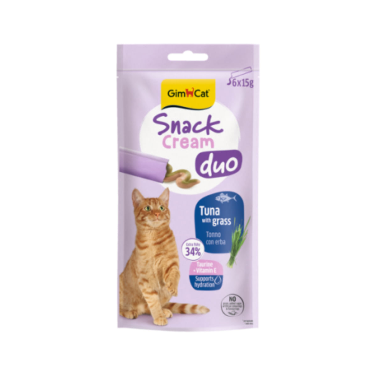 GIMCAT Snack Duo Cream, Ton și Catnip, punguță recompense pisici, 90g