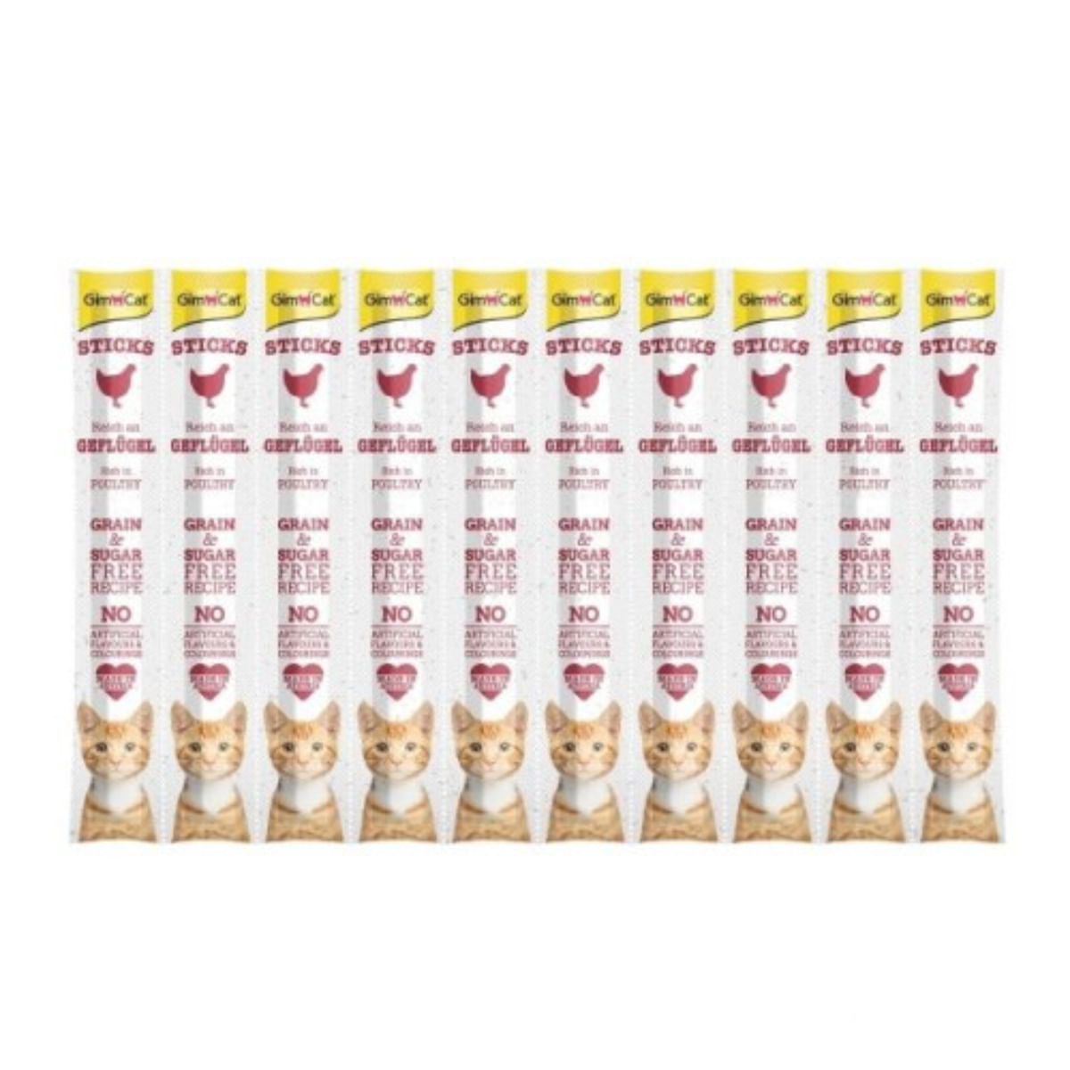 GIMCAT Sticks, Pasăre, punguță recompense fără cereale pisici, 50g