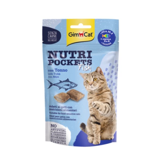 GIMCAT Nutri Pockets, Ton, punguță recompense pisici, 60g