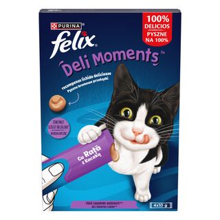 FELIX Deli Moments, Rață, plic recompense pisici, (piure), 10g x 4buc