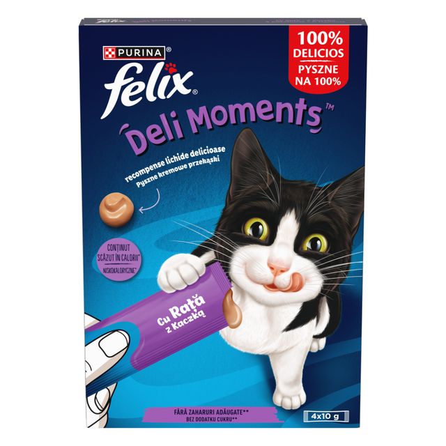 FELIX Deli Moments, Rață, plic recompense pisici, (piure), 10g x 4buc