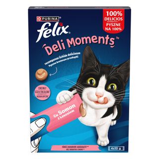 FELIX Deli Moments, Somon, plic recompense pisici, (piure), 10g x 4buc
