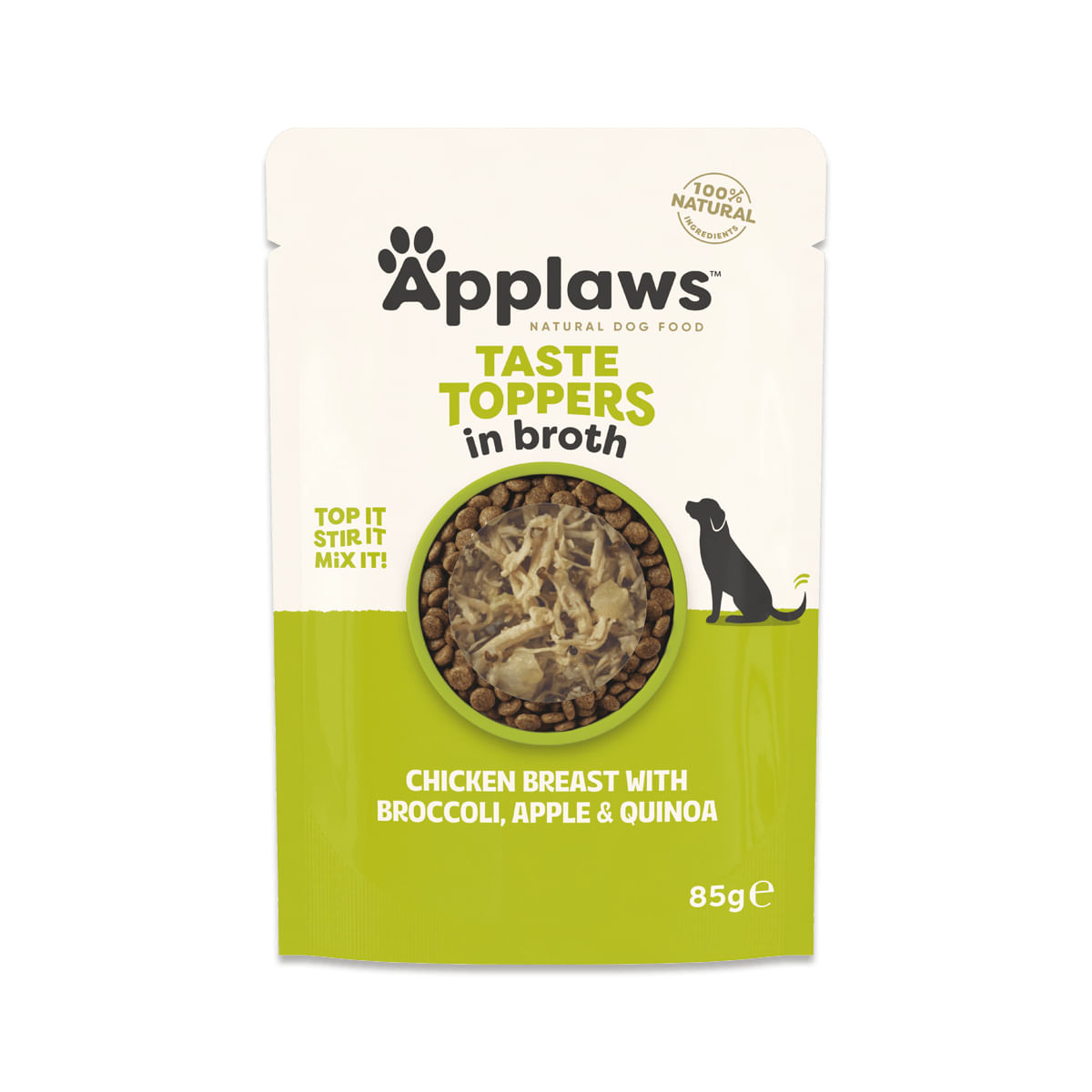 APPLAWS Taste Toppers, XS-XL, Pui și Legume, plic hrană umedă câini, (în supă), 85g