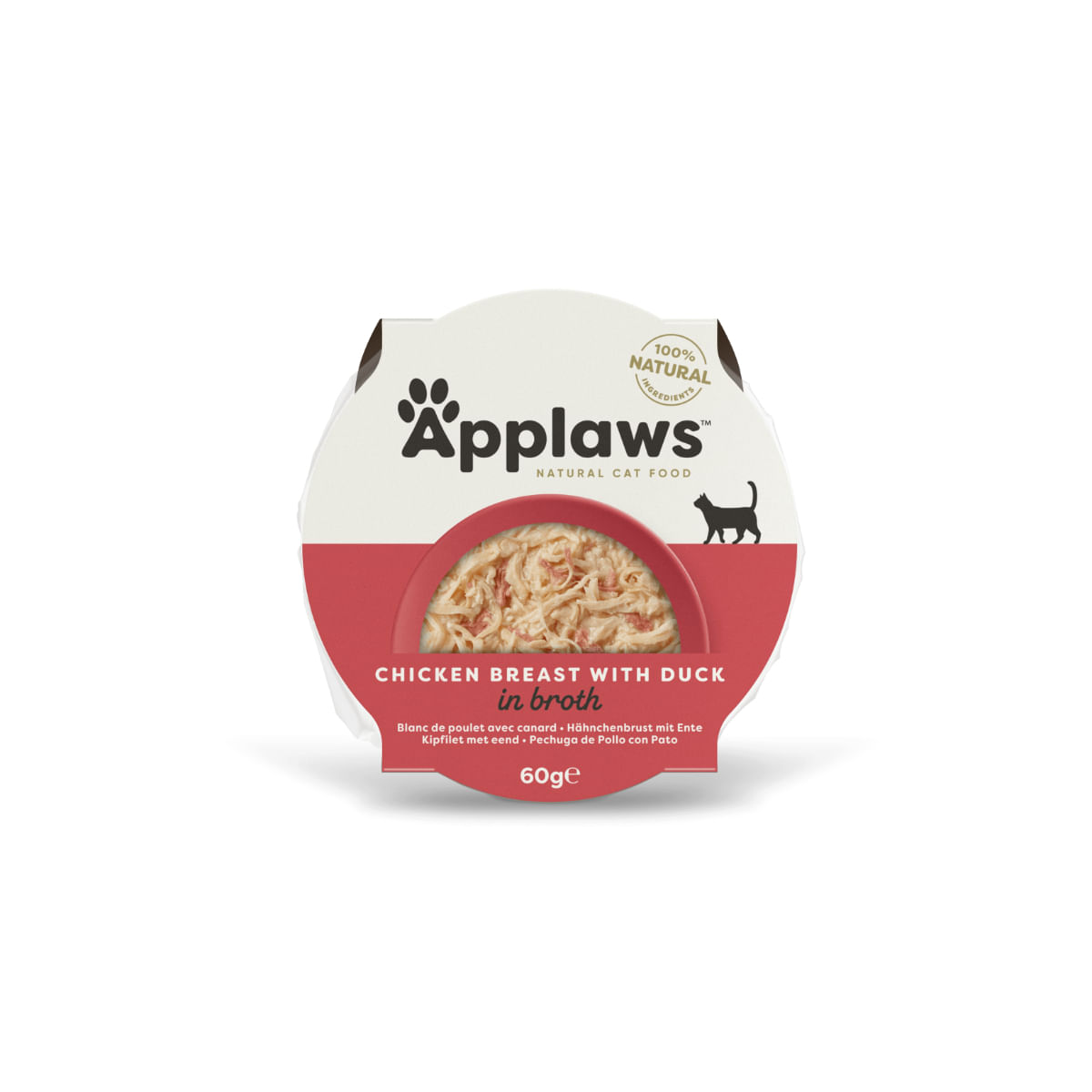 APPLAWS, Pui și Rață, bol hrană umedă pisici, (în supă), 60g APPLAWS, Pui și Rață, bol hrană umedă pisici, (în supă), bax, 60g x10buc
