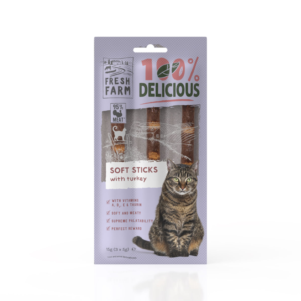 FRESH FARM Soft Sticks, Curcan, punguță recompense pisici, 15g
