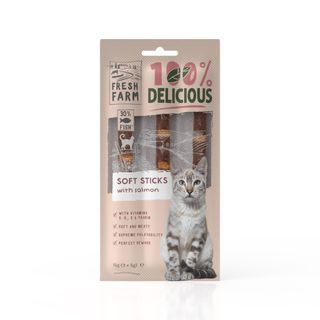 FRESH FARM Soft Sticks, Somon, punguță recompense pisici, 15g