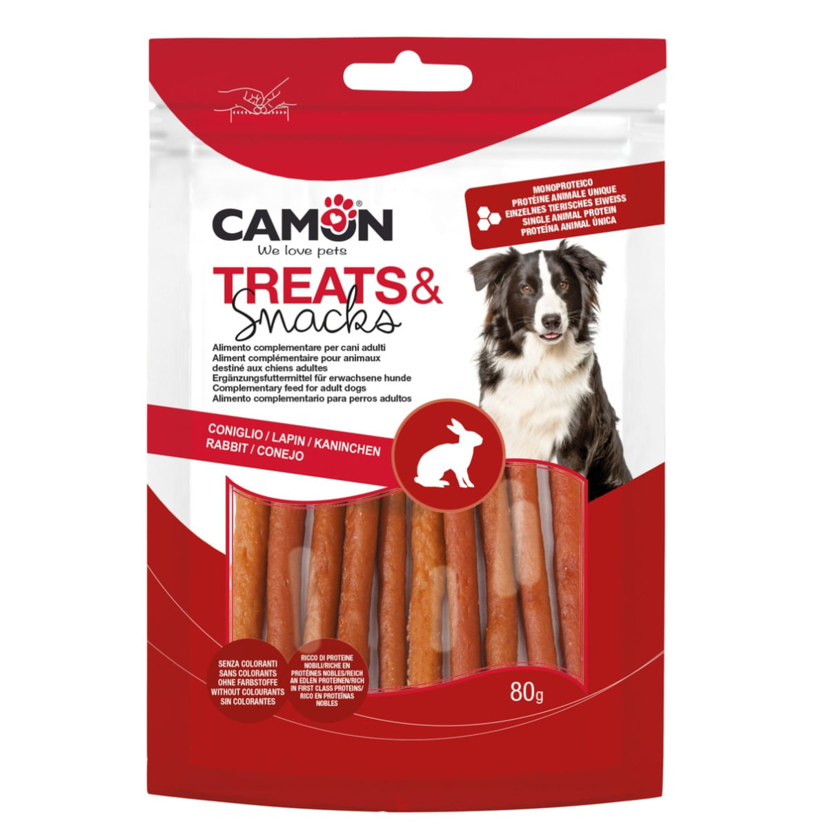 CAMON Sticks Rabbit, XS-XL, Iepure, punguță recompense câini, 80g
