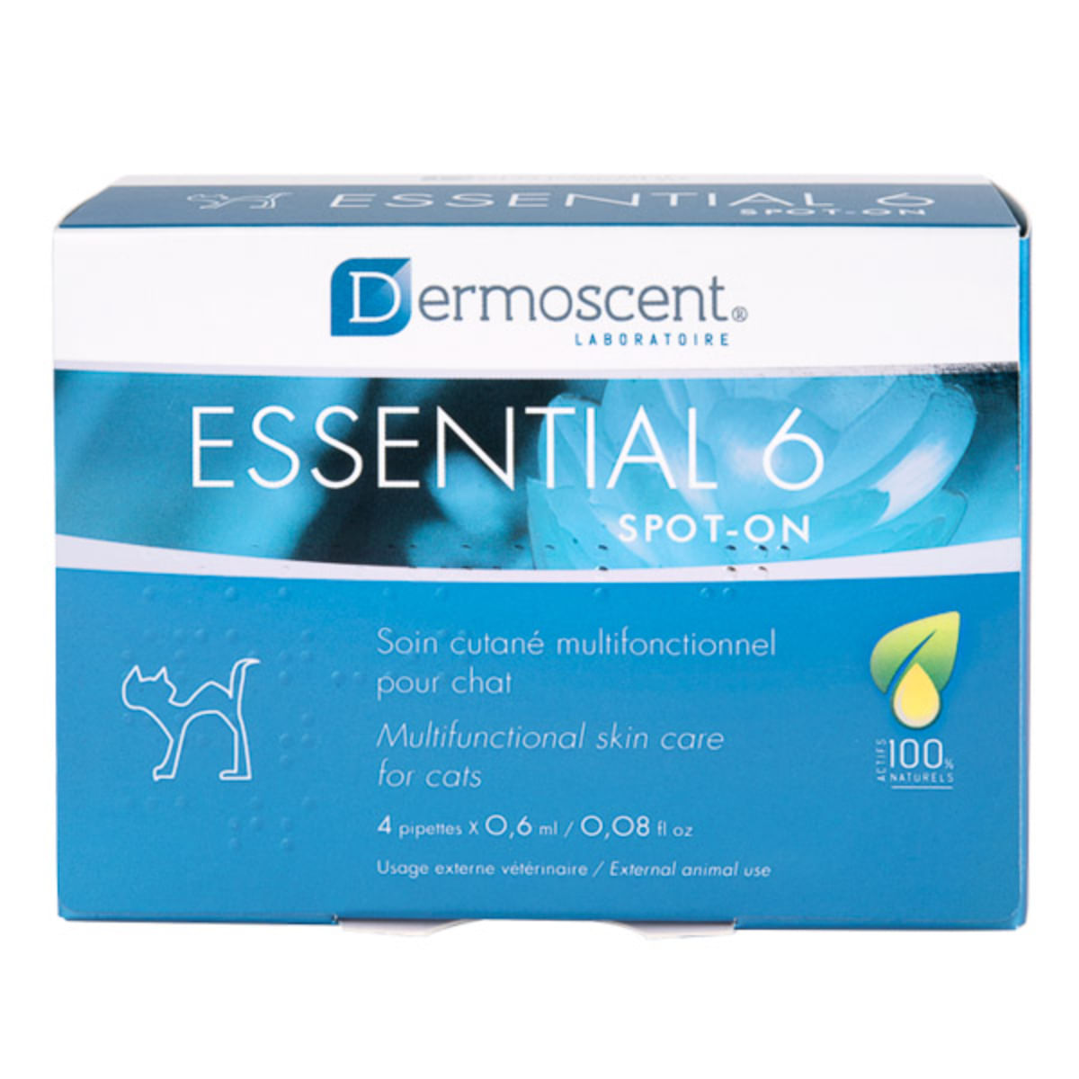 DERMOSCENT Essential 6 spot-on, tratament adjuvant piele & blană pisici, 0.6ml x 4buc pipete