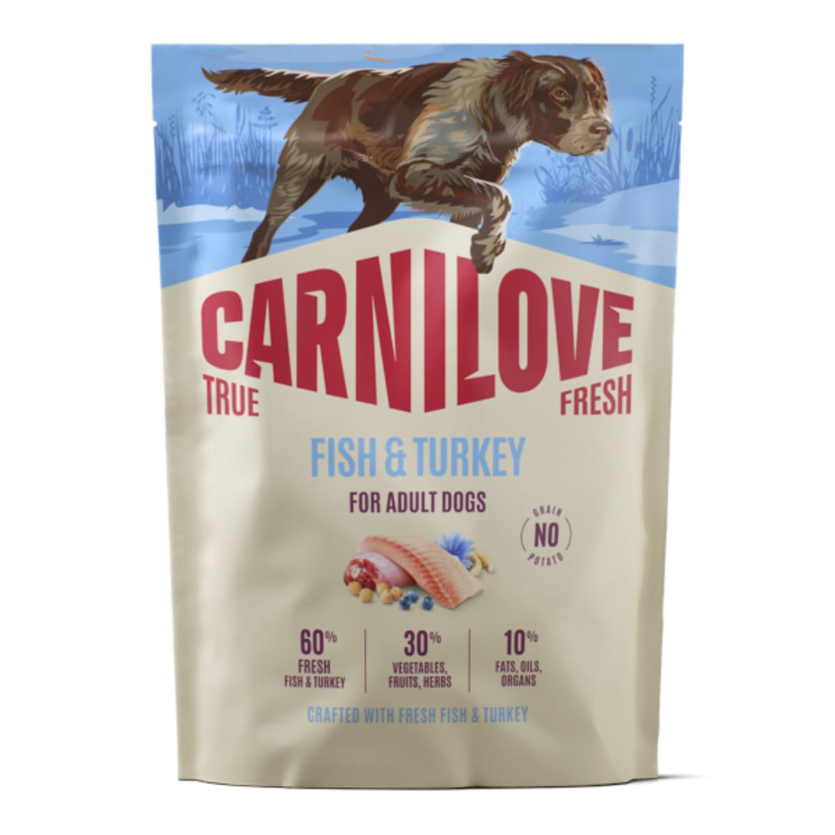 CARNILOVE True Fresh, XS-XL, Pește și Curcan, hrană uscată fără cereale câini, 1.4kg