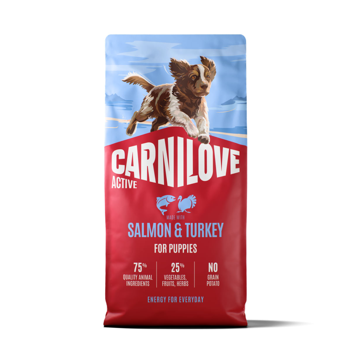 CARNILOVE Active Puppies, XS-XL, Somon și Curcan, hrană uscată fără cereale câini junior, 12kg